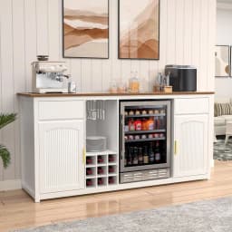 Extra Long Bar Cabinet with ridge Space, ern Wine Liquor Cabinet with Storage and Power Outlet, Buet Sideboard with luted Door H