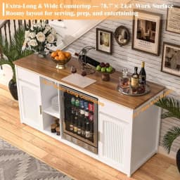 Extra Long Bar Cabinet with ridge Space, ern Wine Liquor Cabinet with Storage and Power Outlet, Buet Sideboard with luted Door H