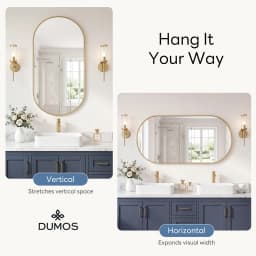 JHK Oval Wall Mirror with Metal Frame for Wall Modern Dressing Mirror Tempered Glass Bedroom Living Room Horizontal or Vertical