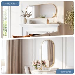 JHK Oval Wall Mirror with Metal Frame for Wall Modern Dressing Mirror Tempered Glass Bedroom Living Room Horizontal or Vertical