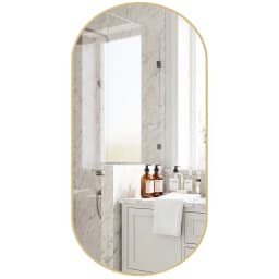 JHK Oval Wall Mirror with Metal Frame for Wall Modern Dressing Mirror Tempered Glass Bedroom Living Room Horizontal or Vertical