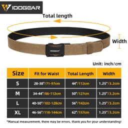 IDOGEAR Tactical Ratchet Belt 1.25” EDC Gun Belt Heavy-Duty Nylon CCW Belts with Quick-Adjust Buckle for IWB/OWB/AIWB Carry 3443