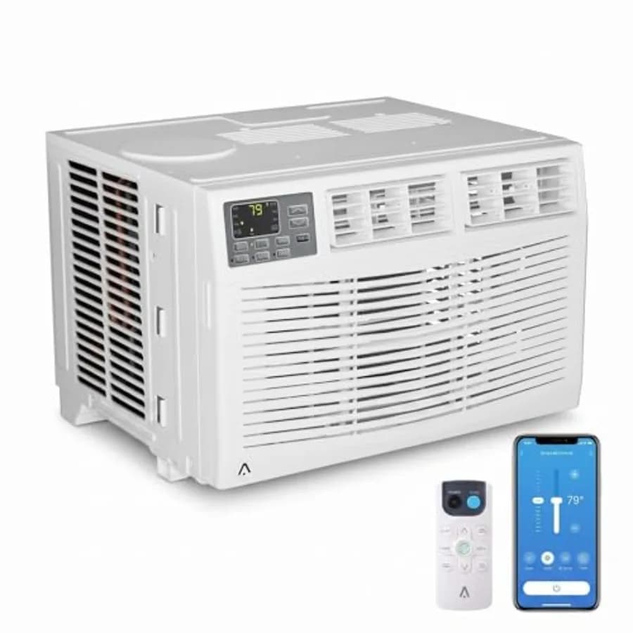 8, 000 BTU Window Air Conditioner for Bedroom Apartment Office, R32 Refrigerant, White, Smart App Remote Control, 3 Fan Modes,