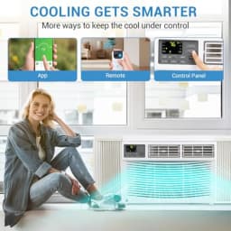 8, 000 BTU Window Air Conditioner for Bedroom Apartment Office, R32 Refrigerant, White, Smart App Remote Control, 3 Fan Modes,