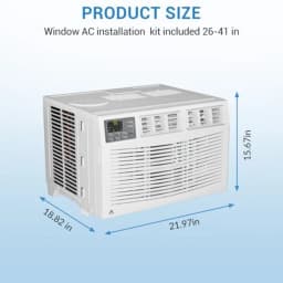 8, 000 BTU Window Air Conditioner for Bedroom Apartment Office, R32 Refrigerant, White, Smart App Remote Control, 3 Fan Modes,