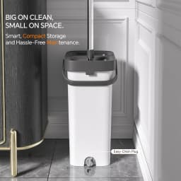 Joybos Flat Mop And Bucket Set With Hands-Free Wringer, 13-Inch Wash & Dry Dual-Chamber Floor Cleaning System, 360° Rotating Swivel Head For Hardwood/Tile, Includes 2 Coral Fleece Pads