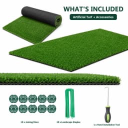 4ft wide, multiple sizes long Artificial Turf 0.4" Mat with Drainage Holes. Fake Grass with Rubber Backing, Economical and Ideal for Indoor/Outdoor Pet Areas, Garden, Lawn, Patio & Balcony Decor