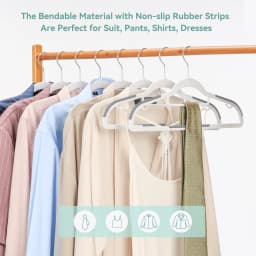 Pack of 30/50 Clothes Hangers, Space Saving Plastic Hangers, Non-Slip, 0.2 Inches Slim, 360° Swivel Silver Hook for Shirts, Pants & Wet/Dry Garments, White and Dark Gray