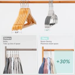 Pack of 30/50 Clothes Hangers, Space Saving Plastic Hangers, Non-Slip, 0.2 Inches Slim, 360° Swivel Silver Hook for Shirts, Pants & Wet/Dry Garments, White and Dark Gray