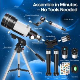 150X 70mm Astronomical Telescope for Adults Beginners Camping Nature Observation Education Gift with Stickers