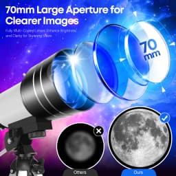 150X 70mm Astronomical Telescope for Adults Beginners Camping Nature Observation Education Gift with Stickers