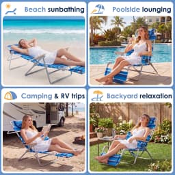 TCGBKAF Backpack Beach Chair with 5-Position Footrest Sunbathing Lounge Chair for Pool&Beach&Lawn Double Shoulder Straps Folding Tanning Chair with Face&Arm Hole