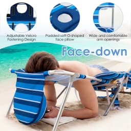 TCGBKAF Backpack Beach Chair with 5-Position Footrest Sunbathing Lounge Chair for Pool&Beach&Lawn Double Shoulder Straps Folding Tanning Chair with Face&Arm Hole