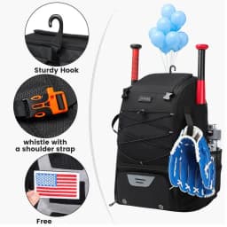 Baseball Equipment Bag Baseball Backpack with Shoe Compartment Softball Bat Bag for Youth Lightweight Softball Bat Backpack
