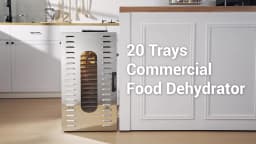 Commercial Grade Food Dehydrator Machine 110V 1500W Stainless Steel 20 Trays Capacity Touch Control LED Display 24H Timer Dryer