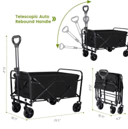 Heavy Duty Wagon Carts Foldable, Portable Wagons for Groceries, Beach Cart with All-Terrain Wheels  Drink Holders, Utility Wagon
