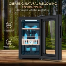 25L Electric Humidor 200 Counts Cigar Humidor Cabinet Cooling Temperature Control Cigar Fridge Spanish Cedar Wood Shelves