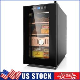 25L Electric Humidor 200 Counts Cigar Humidor Cabinet Cooling Temperature Control Cigar Fridge Spanish Cedar Wood Shelves