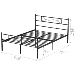 Full Bed Frame with Headboard Full Size Metal Platform Bed with Under Bed Storage, Box Spring Needed