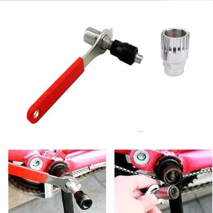 3pcs Mountain Bike Repair Tools Bottom Bracket Puller and Removal Tool Set with Wrench Road Bike Maintenance Tool
