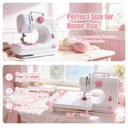 Portable Mini Sewing Machine, Cute Portable Stitching Machine with Extension Table & Tool Kit, for Beginner Easy Sewing,
