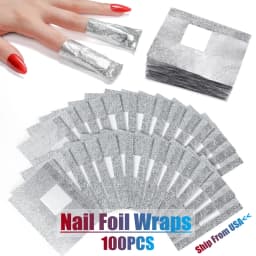 100PCS Soak Off Nail Foil Wraps Pre-Attached Cotton Pads for Gel Polish Acrylic Dip Powder Builder Gel Nail Glue Removal Manicur