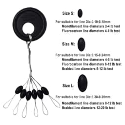 600/800 Pcs Fishing Rubber Bobber Beads Stopper 6/8 in 1 Black/White/Red Oval Column for Rigging Float Positioning Size S M L