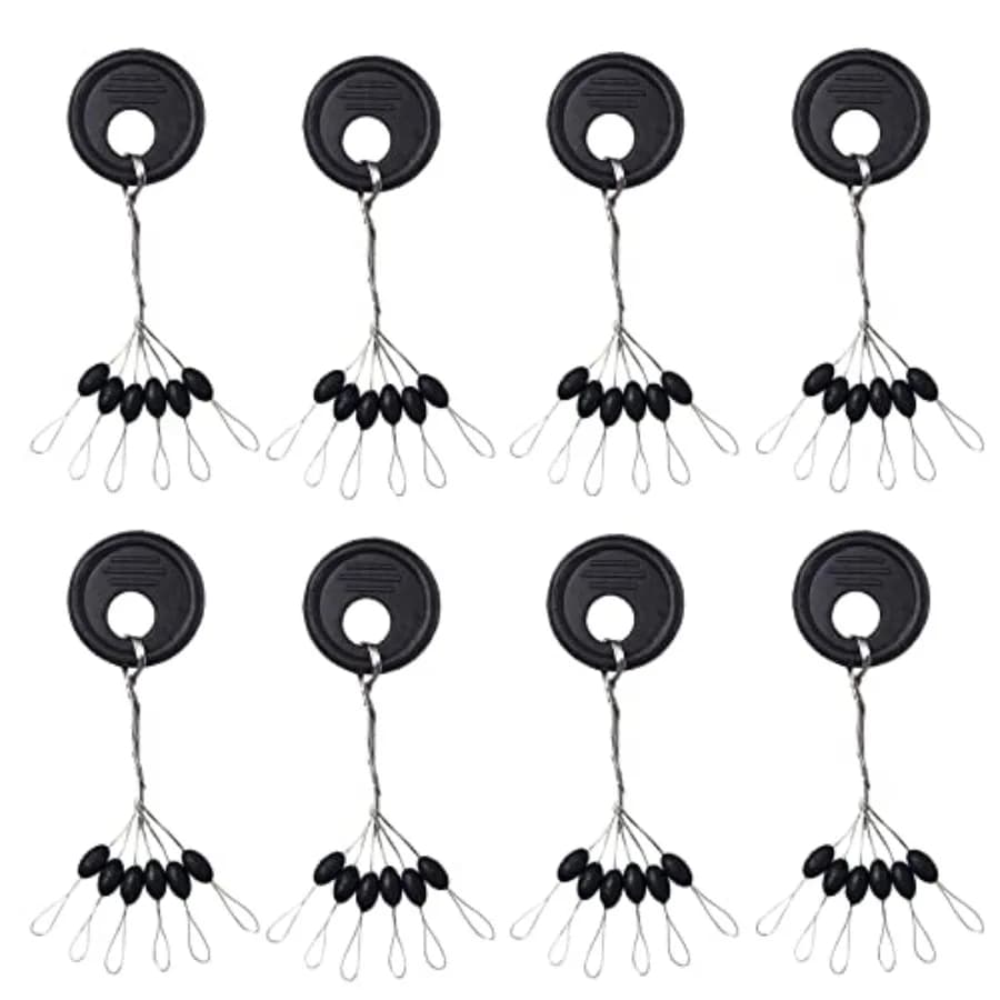 600/800 Pcs Fishing Rubber Bobber Beads Stopper 6/8 in 1 Black/White/Red Oval Column for Rigging Float Positioning Size S M L