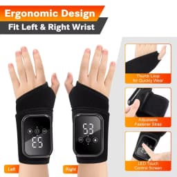 Wireless Electric Heating Wrist Massager 3 Levels Hot Compress & Vibration Settings Hand Massage Wrist Guard Band Support Belt