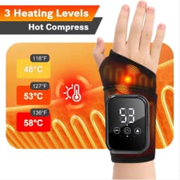 Wireless Electric Heating Wrist Massager 3 Levels Hot Compress & Vibration Settings Hand Massage Wrist Guard Band Support Belt
