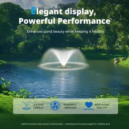 Pond Fountain Aerator Pump with Timer, 50ft Power Cord, 2 Spray Patterns, Energy-Efficient Water Circulation for Ponds & Lakes, Easy Installation