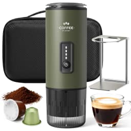 Portable Espresso Maker 3 in 1 Coffee Machine with Carrying Bag Works with Ground Coffee and Capsule Pod Self Heating for Travel