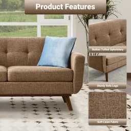 65.2" W Loveseat Sofa, Mid Century Modern Decor Love Seat Couches, Button Tufted Upholstered, Customized