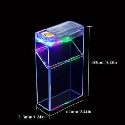 Transparent Cigarette Case with Lighter USB Rechargeable Windproof Cigarette Igniter Tungsten Coil Holder for 20 Cigarettes