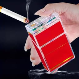 Transparent Cigarette Case with Lighter USB Rechargeable Windproof Cigarette Igniter Tungsten Coil Holder for 20 Cigarettes