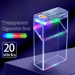 Transparent Cigarette Case with Lighter USB Rechargeable Windproof Cigarette Igniter Tungsten Coil Holder for 20 Cigarettes