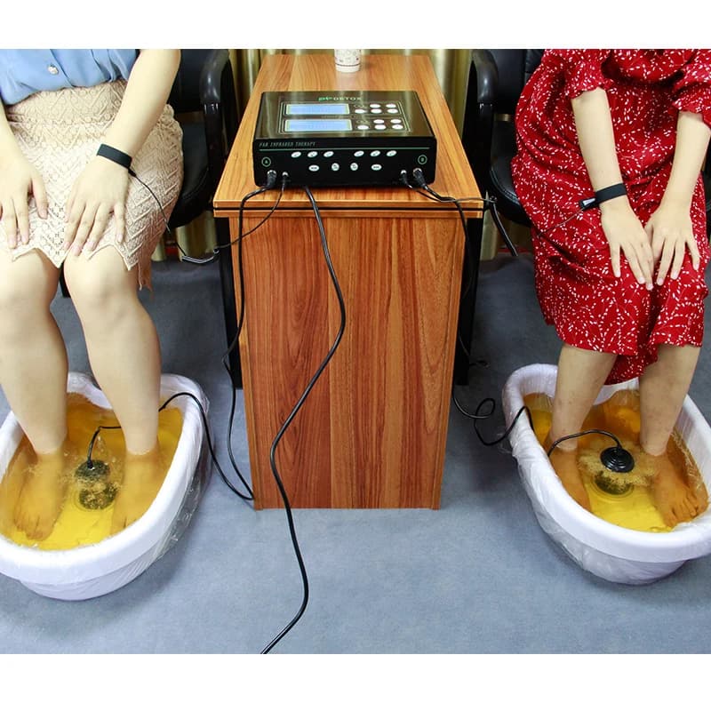 Salon Detox Spa Device Dual Ionic Foot Bath Detox Machine for 2 People Body Detox Sps Massage with Infrared Heating Waist Belt
