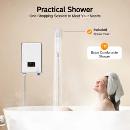 4500W Water Heater AC 110V Instant Electric Water Heater with Hand Shower LED Touch Screen Thermostat Instantaneous Water Heater