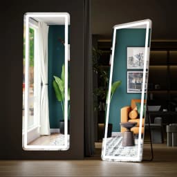 JHK Full Length Led Lights 64"x21" Mirror Standing Hanging or Wall-Mounted Mirrors with Stand Aluminum Alloy Frame For Home