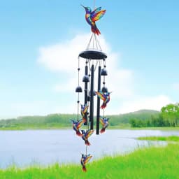 Colorful Hummingbird Wind Chimes Metal Aluminum Tube Bells Wind Chime Waterproof Outdoor Decorative Wind Chime For Patio Porch Garden Balcony Memorial Sympathy Birthday Holiday Gift For Family Friends