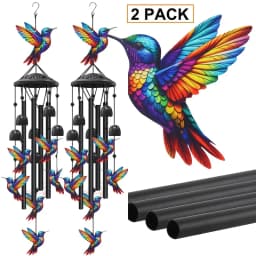 Colorful Hummingbird Wind Chimes Metal Aluminum Tube Bells Wind Chime Waterproof Outdoor Decorative Wind Chime For Patio Porch Garden Balcony Memorial Sympathy Birthday Holiday Gift For Family Friends
