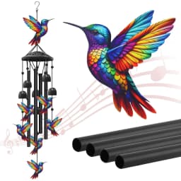 Colorful Hummingbird Wind Chimes Metal Aluminum Tube Bells Wind Chime Waterproof Outdoor Decorative Wind Chime For Patio Porch Garden Balcony Memorial Sympathy Birthday Holiday Gift For Family Friends