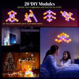 3/8/12/20pcs Smart Color RGB Hexagonal Panel APP/remote Control Dual, USB Power Supply, Music Rhythm DIY for Room Atmosphere