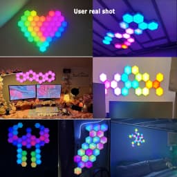 3/8/12/20pcs Smart Color RGB Hexagonal Panel APP/remote Control Dual, USB Power Supply, Music Rhythm DIY for Room Atmosphere