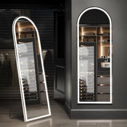 JHK Full Length 60"x16" Led Dimming Mirror 3 Color Lighting Aluminum Alloy Frame Standing Hanging Floor Mirrors For Living Room