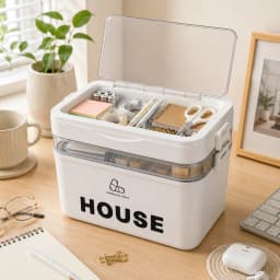YX Large-Capacity Multi-Tier Stackable Storage Box Practical Portable Home First Aid Emergency Kit with Transparent Lid and Handles Organizer for Pills Crafts Hair Accessories Cosmetics Small Items Kitchen Bathroom Office Dorm Travel
