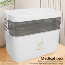 YX Large-Capacity Multi-Tier Stackable Storage Box Practical Portable Home First Aid Emergency Kit with Transparent Lid and Handles Organizer for Pills Crafts Hair Accessories Cosmetics Small Items Kitchen Bathroom Office Dorm Travel