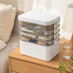 YX Large-Capacity Multi-Tier Stackable Storage Box Practical Portable Home First Aid Emergency Kit with Transparent Lid and Handles Organizer for Pills Crafts Hair Accessories Cosmetics Small Items Kitchen Bathroom Office Dorm Travel