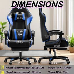 FRODROVIA Gaming Chair with Linkage Armrest, Ergonomic High Back PU Leather Computer Chair, Adjustable Reclining Video Game Chair with Retractable Footrest, Headrest & Lumbar Support, 300LBS Capacity for Home Office, for Teens & Adults, Multiple Colors