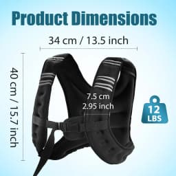 12lb Adjustable Weighted Vest with Reflective Stripes, Workout Vest for Running, Strength Training and Walking